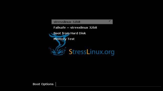 StressLinux 0.5.111 boot screen