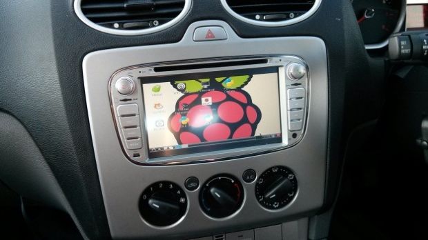 Raspbian in the central console of the car