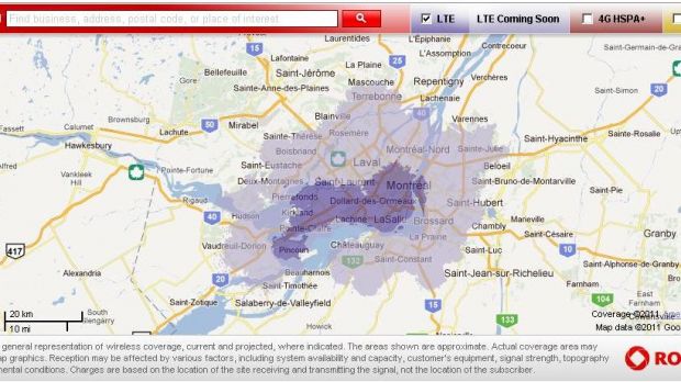 LTE network coverage in Montreal