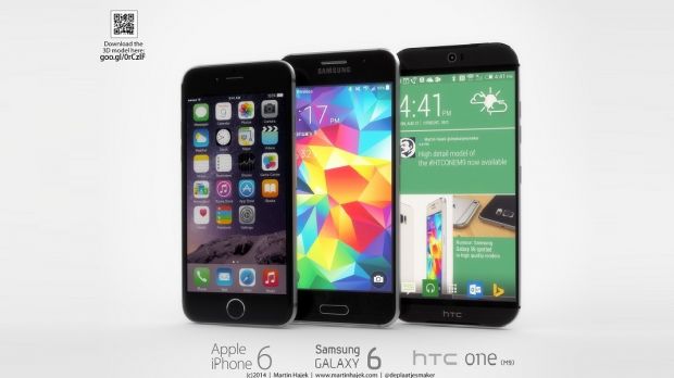 Samsung Galaxy S6 and HTC One M9 compared to iPhone 6