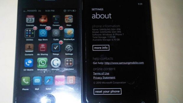 Samsung SGH-i916 next to an iPhone 4