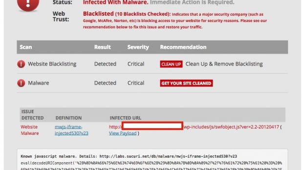 Free website scanner says if site is infected or not