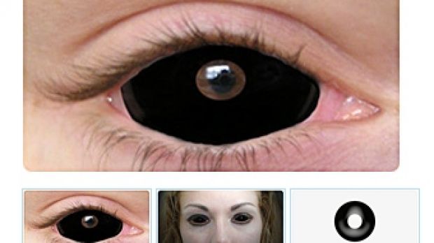 A very dark and evil all-black contact lense