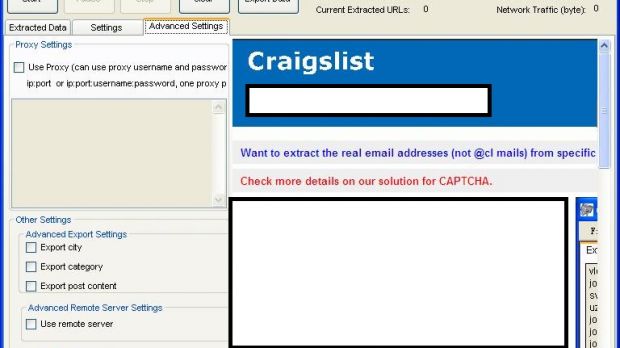 Craigslist email harvesting tool