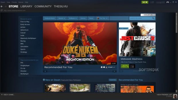 Steam for Linux main interface