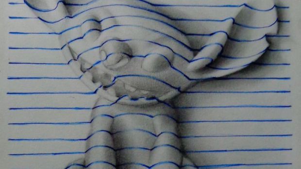 Artist uses a blue pen and plain paper to create amazing drawings