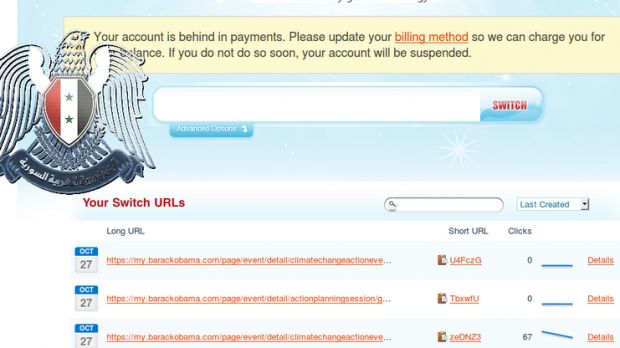 URL shortening service panel used by BarackObama.com