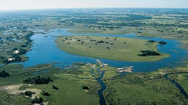 Aerial image on the Okavango