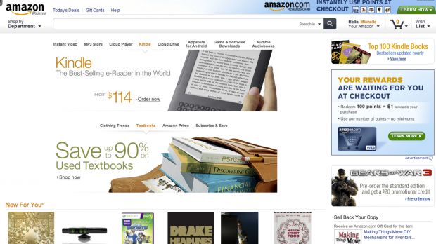 The Amazon homepage in testing