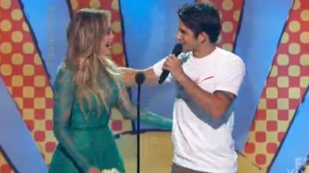 Jennifer Lopez and Tyler Posey at the Teen Choice Awards 2014