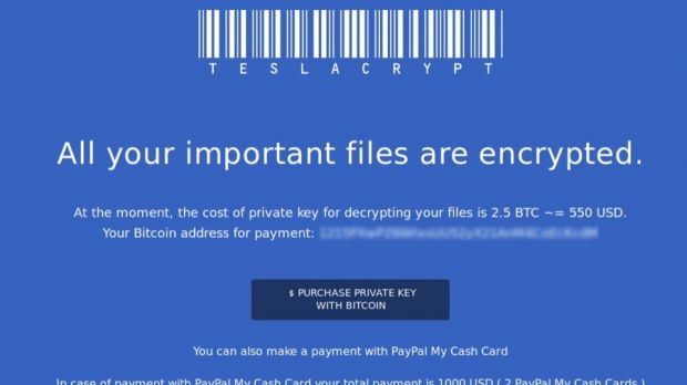 Ransom page for TeslaCrypt