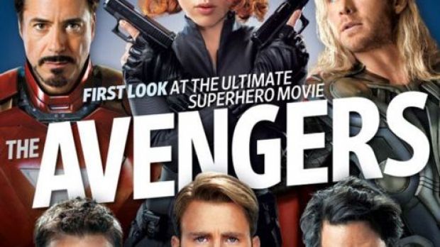 Cast of “The Avengers” on the cover of Entertainment Weekly