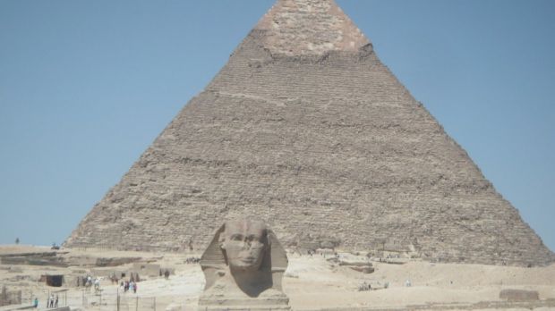 The pyramid of Keops, with the Sphynx in front
