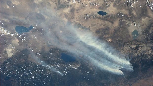 An image of the California Rim Fire shot on August 26 from the ISS