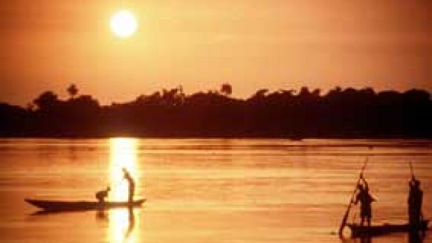 Sunset on the Congo river