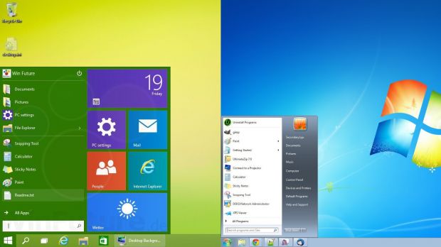 Windows 9 vs. Windows 7 Start menus