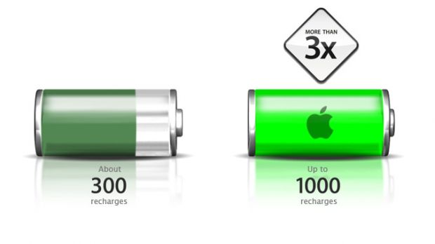 Comparison between conventional laptop batteries and the 17-inch MacBook Pro's battery