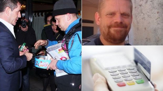 37-year-old beggar in the UK takes credit card donations