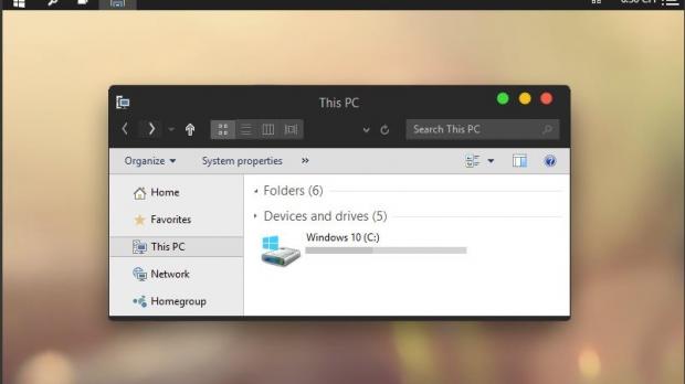 The theme brings OS X windows buttons on Windows 10