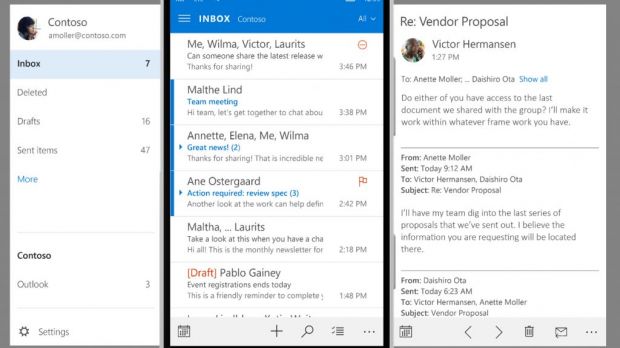 Windows 10 for phones Outlook app