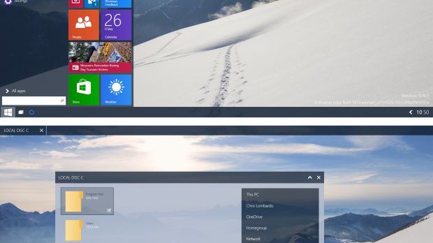 Windows 10 Start menu with transparency