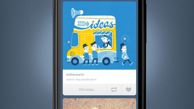 The dahsboard in the new Tumblr Android app