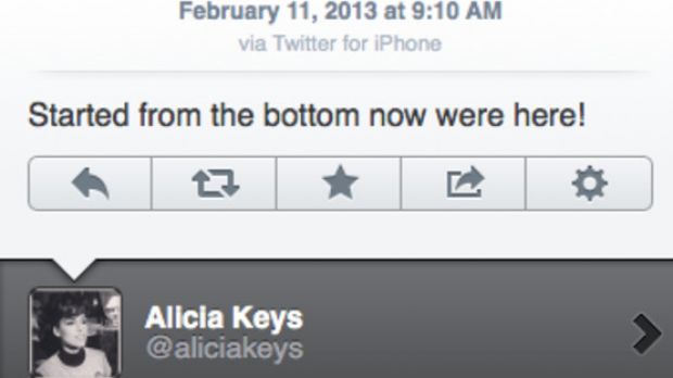 Alicia Keys' tweet from an iPhone