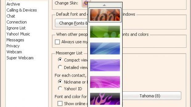 The skins introduced in Yahoo Messenger 9
