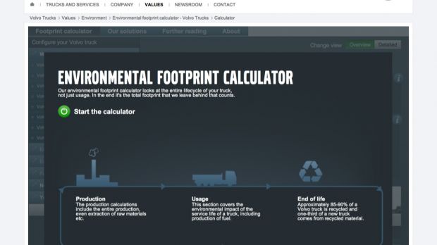 The new Environmental Footprint Calculator Web tool