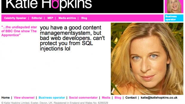 Website of Katie Hopkins hacked