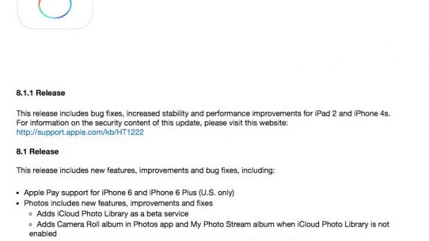 iOS 8.1.1 release notes (including 8.1 changes)