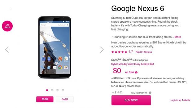 T-Mobile page for Nexus 6
