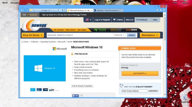 Newegg Windows 10 listing