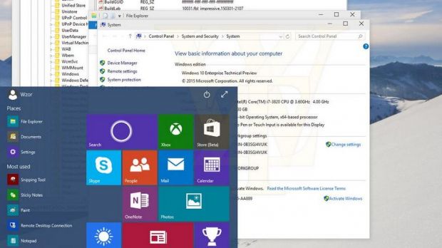 Windows 10 build 10031 Start menu