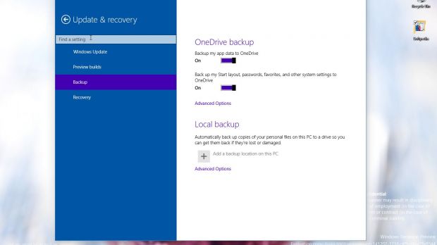 OneDrive backups in Windows 10