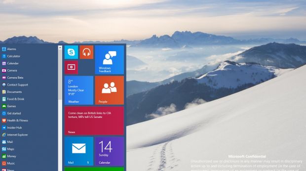 Windows 10 build 9901 Start menu
