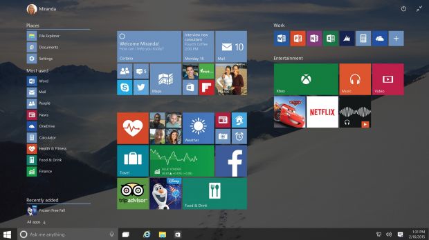 This is the new Windows 10 Start screen
