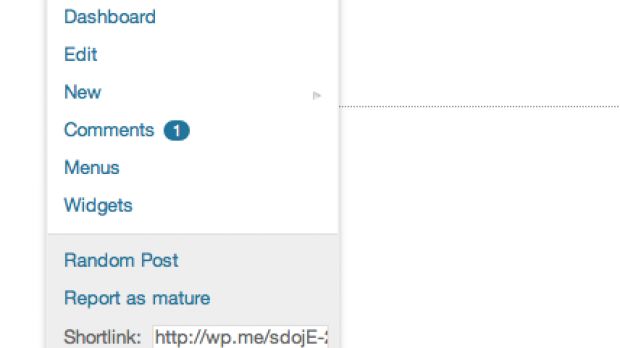 The new blog menu for the WordPress.com admin bar