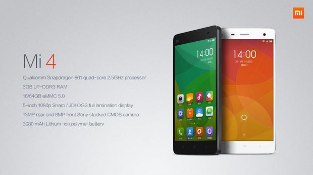 Xiaomi Mi 4 listed with specs