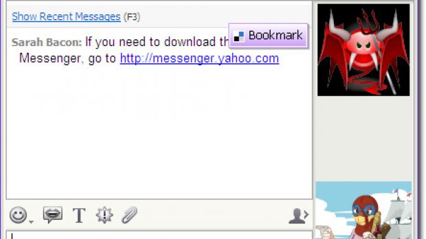 The "Bookmark" button in Yahoo Messenger