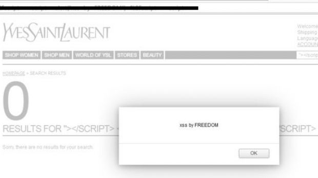 Yves Saint Laurent site vulnerable to XSS attacks