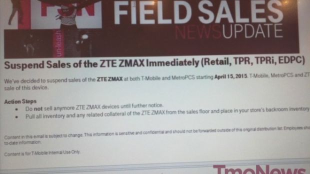 ZTE ZMAX gets pulled from sale by T-Mobile