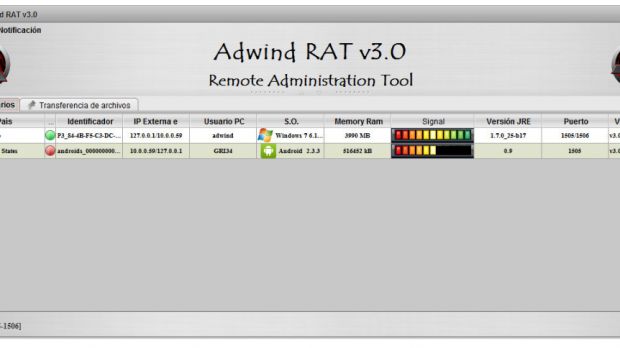 Adwind RAT control panel