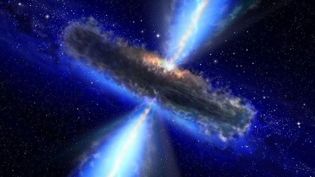 An artist’s depiction of a supermassive black hole