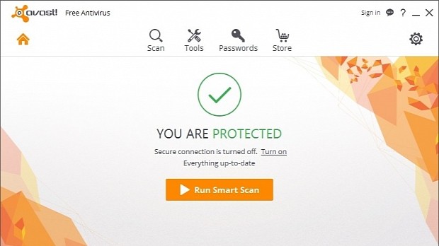Avast Free Antivirus 2016 dashboard