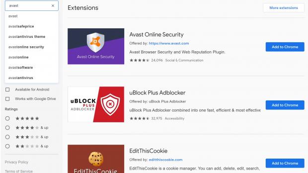 Avast and AVG extensions