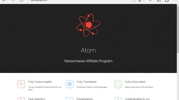 Atom ransomware website