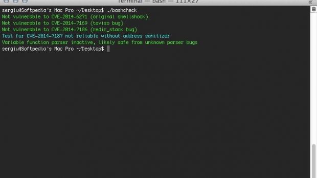 Bashcheck shows OS X not vulnerable to redir_stack bug