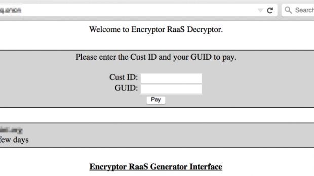 Encryptor RaaS login page, for ransomware victims