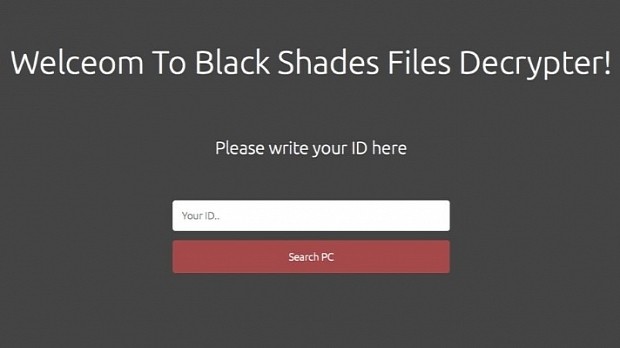 Black Shades decryption website on the Dark Web